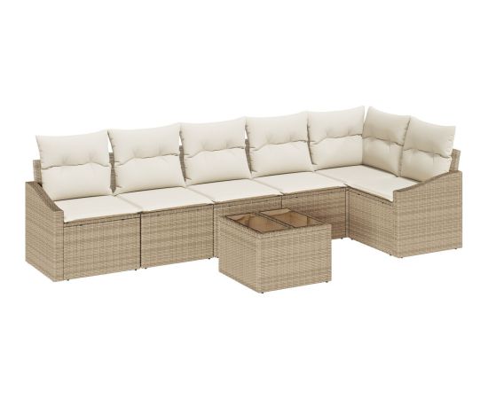 vidaXL Zestaw Sof Ogrodowych  7 Części z Poduszkami Brązowy Polirattan Dārza mēbeļu komplekti