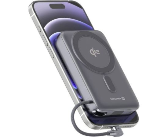 Swissten Qi2 MagSafe Power Bank 15W со встроенным кабелем USB-C 10000 mAh Power-банки