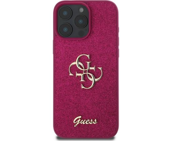 Guess Glitter Script Big 4G Back Case Aizsargapvalks Priekš Apple iPhone 16 Pro Neoriģinālie Maciņi