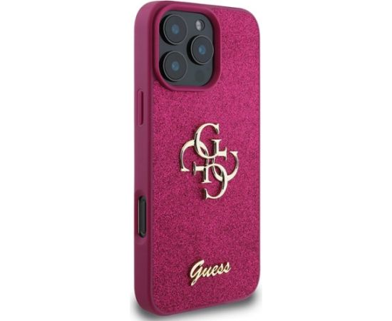 Guess Glitter Script Big 4G Back Case Aizsargapvalks Priekš Apple iPhone 16 Pro Neoriģinālie Maciņi