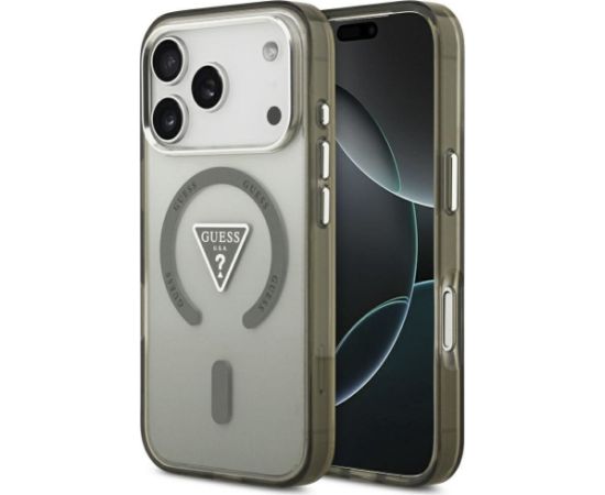 Guess Apple  iPhone 17 Pro Silicone case with MagSafe IML Gradient Triangle Logo Khaki Neoriģinālie Maciņi