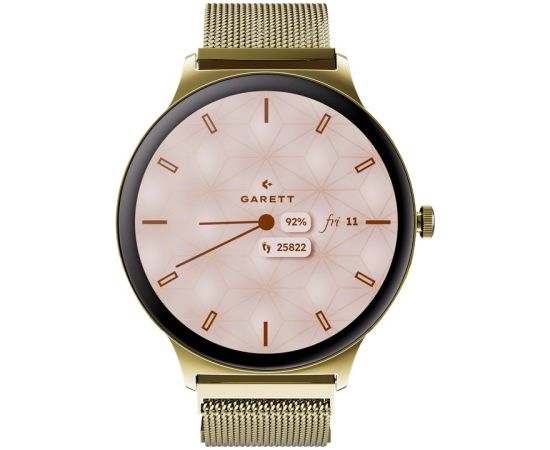 Išmanusis laikrodis su lietuvišku meniu GARETT Verona 2 Glow Gold Mesh steel Наручные часы
