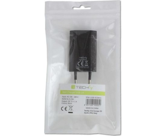 Techly Slim USB charger 230V -> 5V/1A black