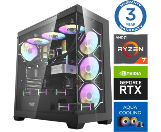 INTOP AQUA Ryzen 7 7700X 64GB DDR5 1TB SSD M.2 NVME+2TB RTX4070 12GB no-OS Personālie datori