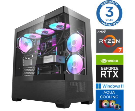 INTOP AQUA Ryzen 7 7800X3D 64GB DDR5 1TB SSD M.2 NVME+2TB RTX4070 12GB Win11 Персональные компьютеры