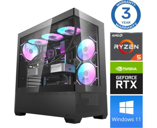 INTOP Ryzen 5 7500F 32GB DDR5 1TB SSD M.2 NVME RTX4070 12GB WIN11 Персональные компьютеры