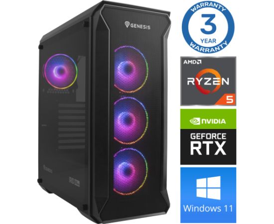INTOP Ryzen 5 5500 32GB 1TB SSD M.2 NVME+2TB RTX4070 12GB WIN11 Personālie datori