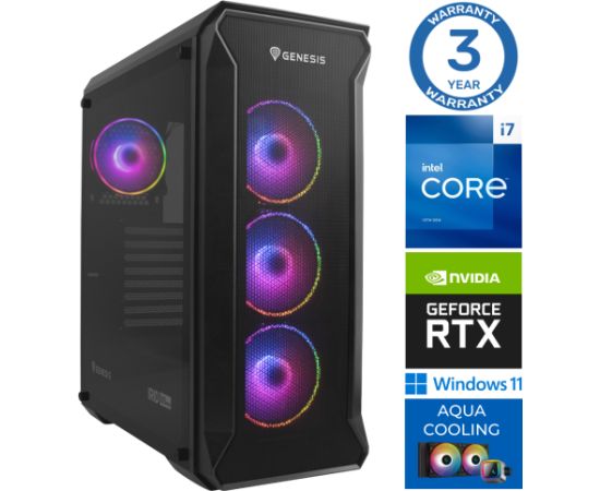 INTOP AQUA i7-14700F 32GB DDR5 1TB SSD M.2 NVME RTX4070 12GB WIN11 Personālie datori