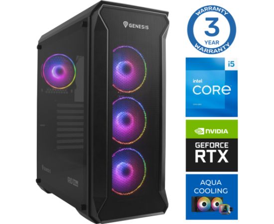 INTOP AQUA i5-14400F 64GB DDR5 500SSD M.2 NVME+2TB RTX4070 12GB no-OS Personālie datori