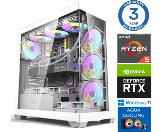 INTOP AQUA Ryzen 5 7600X 16GB DDR5 1TB SSD M.2 NVME+2TB RTX4070 12GB WIN11 Personālie datori