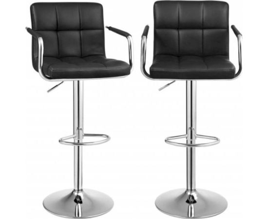 Songmics Zestaw 2 hokerów barowych z podłokietnikami elastyczne imitacja skóry czarne 38x44,5x115cm Virtuves krēsli