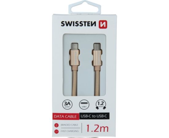 Swissten Textile Fast Charge 3A USB-C / USB-C Кабель для передачи данных и зарядки 1.2m Дата USB-кабели
