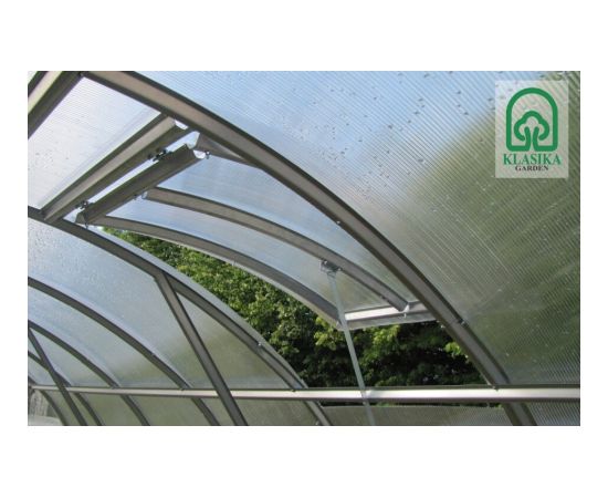Комплект теплицы – КLASIKA 3×6 м с поликарбонатом 6 мм, форточкой с автоматическим открывателем, полкой, дополнительной дверью, комплектом для подвязки растений, приподнятыми грядками и системой полива Теплицы
