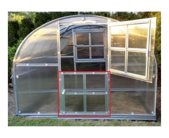 Комплект теплицы – КLASIKA 3×6 м с поликарбонатом 6 мм, форточкой с автоматическим открывателем, полкой, дополнительной дверью, комплектом для подвязки растений, приподнятыми грядками и системой полива Теплицы