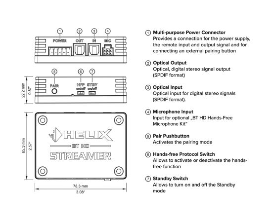 Helix BT HD Streamer Auto FM Transmiteri un Carplay ierīces