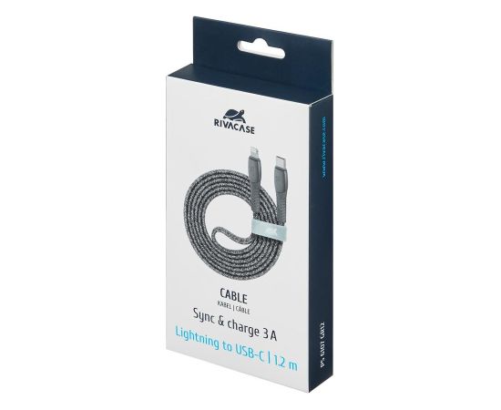 CABLE USB-C TO LIGHTNING 1.2M/GREY PS6107 GR12 RIVACASE Дата USB-кабели