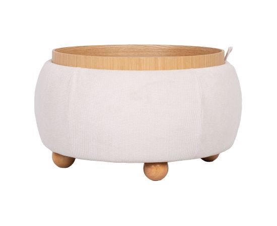 Ottoman/ table HIRO D67xH38cm, white, with storage Новинки Для дома и сада 