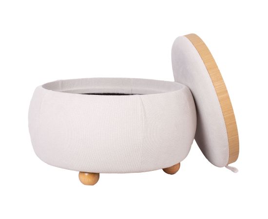 Ottoman/ table HIRO D67xH38cm, white, with storage Новинки Для дома и сада 