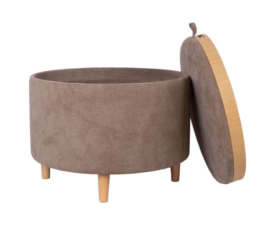 Ottoman/ table HIRO D56xH42,5cm, light brown, with storage and tray Новинки Для дома и сада 