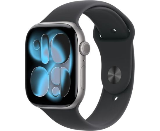 Apple Watch Series 11 GPS + Cellular 5G 46mm Space Grey Aluminium Case with Black Sport Band - S/M Smart-Watch Pulksteņi