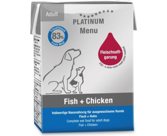 PLATINUM Menu Adult Fish+Chicken - wet dog food - 185g Suņu barība