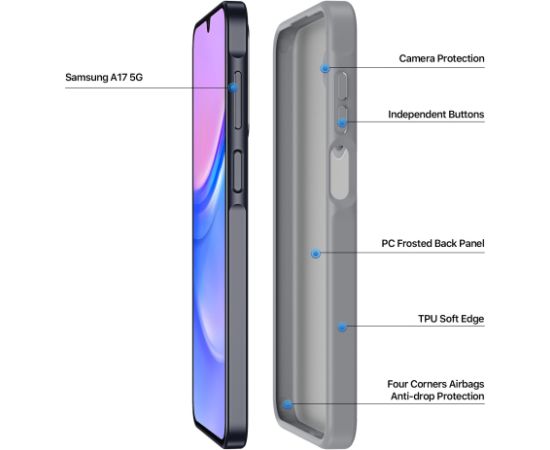 Case Dux Ducis Yind Samsung A175 A17 4G/A176 A17 5G grey Neoriģinālie Maciņi