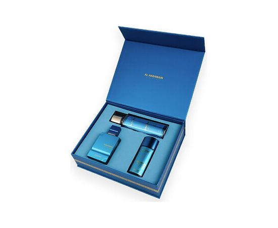 Al Haramain Amber Oud Aqua Dubai Giftset  Extrait de Parfum 75 ml, Extrait de Parfum 30 ml body spray 250 ml 75ml Dāvanu komplekti