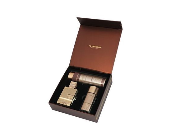Al Haramain Amber Oud Gold Edition Extreme Giftset  Extrait de Parfum 75 ml, Extrait de Parfum 30 ml a deospray 200 ml 75ml Dāvanu komplekti