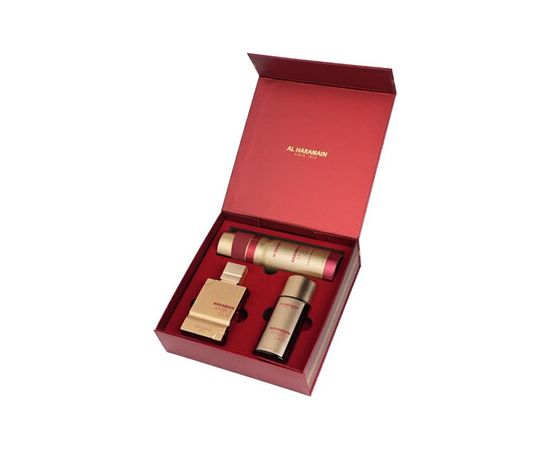 Al Haramain Amber Oud Ruby Edition Giftset EDP 75 ml, EDP 30 ml a deospray 200 ml 75ml Dāvanu komplekti