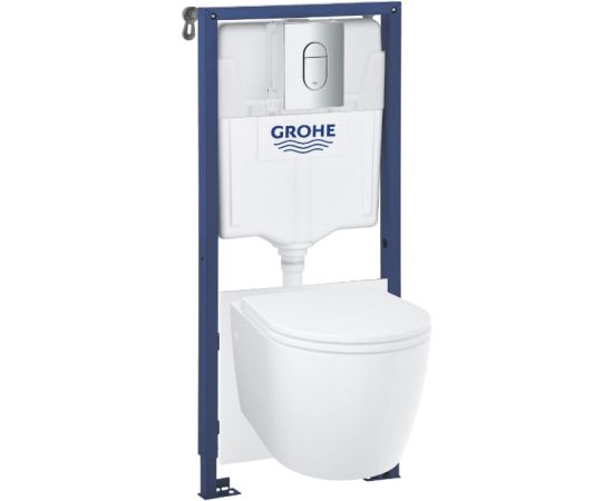 Grohe komplekts 5in1 - pods ar vāku BauCeramic, rāmis, taustiņš Arena Cosmo hroms, stiprin, skaņas izol. Jaunumi Sadz. tehnika