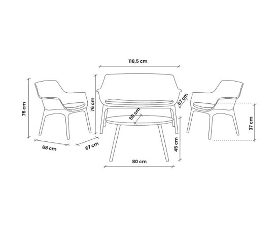 Bica Dārza mēbeļu komplekts Luxor Lounge Set balts/pelēks Jaunumi -Dārzam