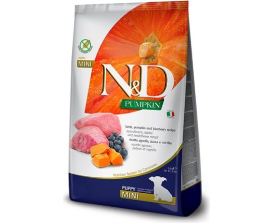 FARMINA N&D DOG PUMPKIN LAMB & BLUEBERRY PUPPY MINI 100gr Suņu barība