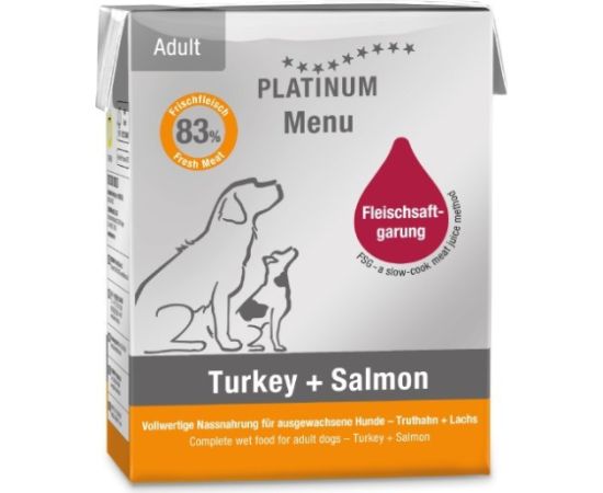PLATINUM Menu Adult Iberico+Turkey - wet dog food - 375g Suņu barība