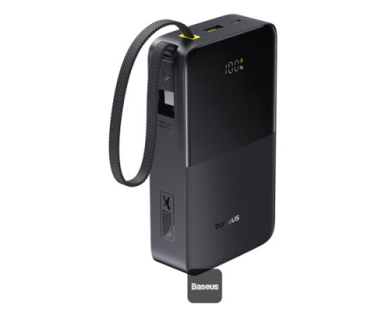 LiPo PowerBank 20000mAh 22.5W USB-A, USB-C ar integrētu USB-C kabeli, Bipow2 Pro EnerFill melns BASEUS Power Banks