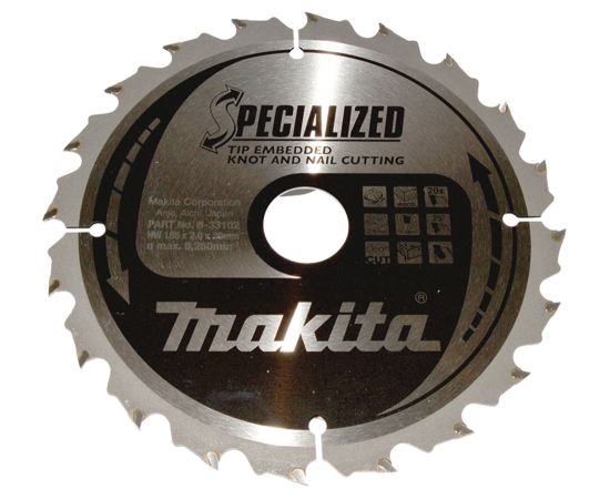 Griešanas disks kokam Makita Specialized; 185x2x30 mm; Z20; 25° Zāģripas