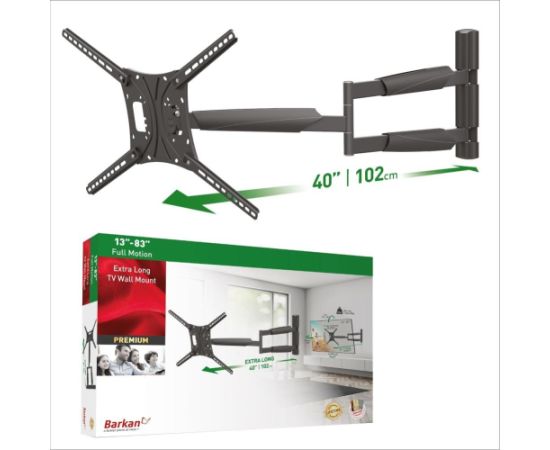 Barkan BM443XL 13"-83" TV, 4 lankstų, sieninis, juodas, labai ilgas Крепления для телевизоров