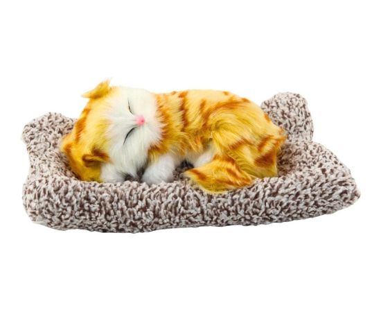 Leantoys Śpiący Rudy Kot Na Poduszce Figurka z Futerkiem Torba Dźwięki EDUKAMP Мягкие игрушки