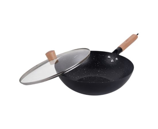 Woka panna ar vāku, melns marmors, Ø30 cm × augstums apm. 9 cm, KH 1984, Kinghoff Pannas