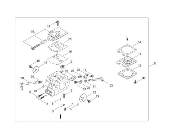 Carburetor, diaphragm CS-3410, 335S, Echo  Резервные акции