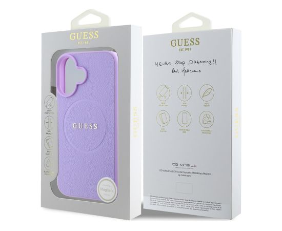 Guess PU Grained Classic Logo MagSafe Case Aizsargapvalks priekš Apple iPhone 16 Neoriģinālie Maciņi