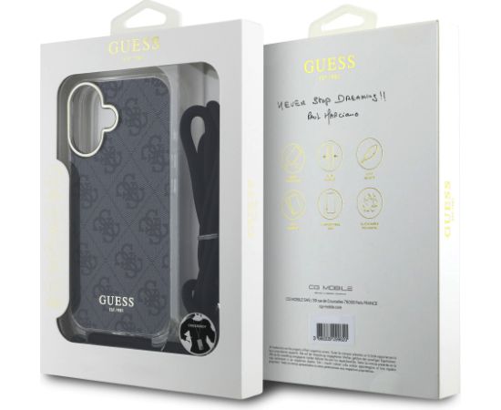 Guess IML 4G Printed Crossbody Strap Case Aizsargapvalks priekš Apple iPhone 16 Neoriģinālie Maciņi