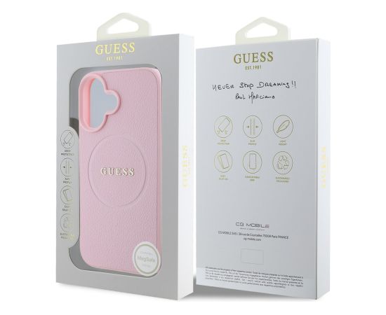 Guess PU Grained Classic Logo MagSafe Case Aizsargapvalks priekš Apple iPhone 16 Neoriģinālie Maciņi