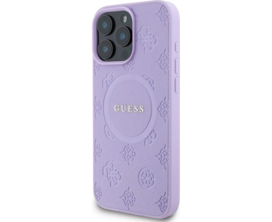 Guess Saffiano Peony Stamp MagSafe Case Aizsargapvalks priekš iPhone 16 Pro Neoriģinālie Maciņi