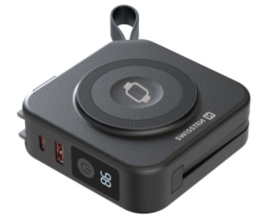 Swissten Power Bank ALL-IN-ONE PRO ar maināmiem uzgaļiem US / EU / UK Portatīvais akumulātors 20W 10000mAh Power Banks