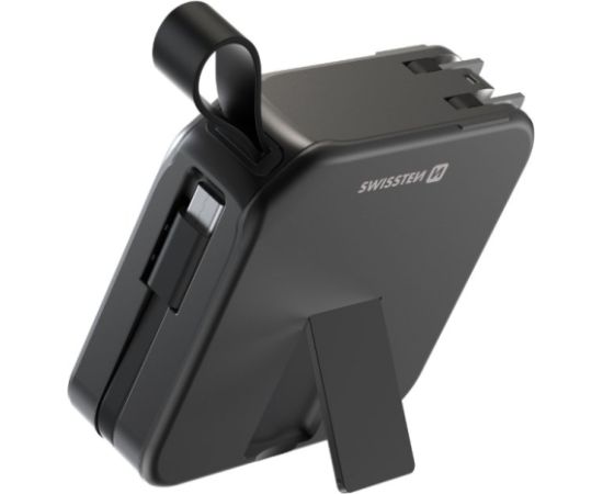 Swissten Power Bank ALL-IN-ONE PRO ar maināmiem uzgaļiem US / EU / UK Portatīvais akumulātors 20W 10000mAh Power Banks