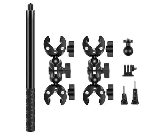 Motorcycle/bicycle mount PULUZ with two clamps and selfie stick 150 cm Штативы и Аксессуары
