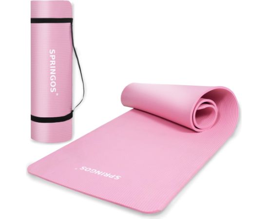Универсальный коврик для занятий фитнесом, йогой, пилатесом Springos YG0030, 183 см, розовый Велосипеды