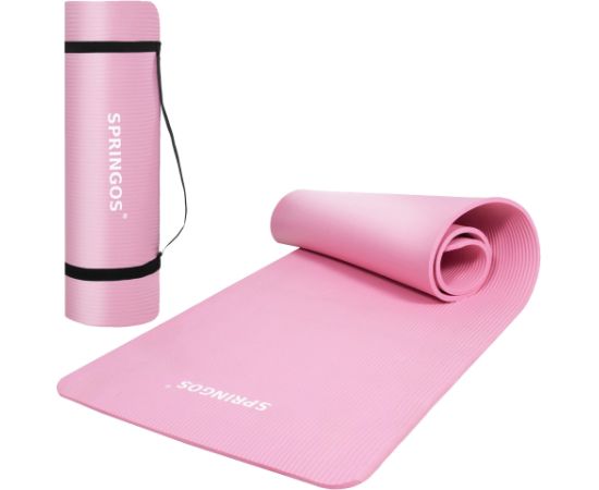 Универсальный коврик для занятий фитнесом, йогой, пилатесом Springos YG0030, 183 см, розовый Велосипеды