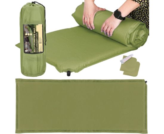 Самонадувающийся туристический коврик Springos PM046, 180 см, с чехлом, зеленый Велосипеды