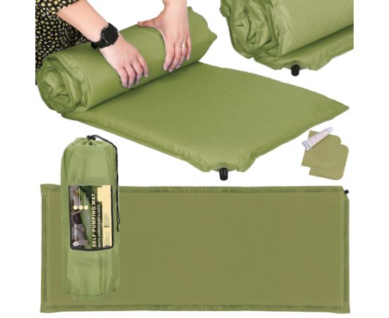 Самонадувающийся туристический коврик Springos PM046, 180 см, с чехлом, зеленый Велосипеды